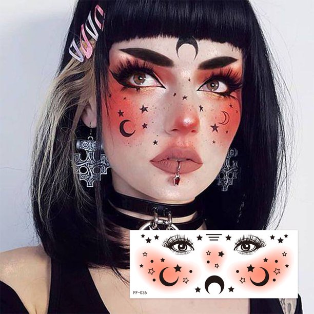 Waterproof Tattoo Stickers Cute Sweet And Spicy Girl Face Stickers Party Makeup Festival Dance Tattoo Stickers Halloween Makeup