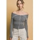 thumbnail image 1 of Top De Manga Larga Elástico De Viscosa Con Cuello Bardot Y Cremallera Acanalado Gris (para Mujer), 1 of 2