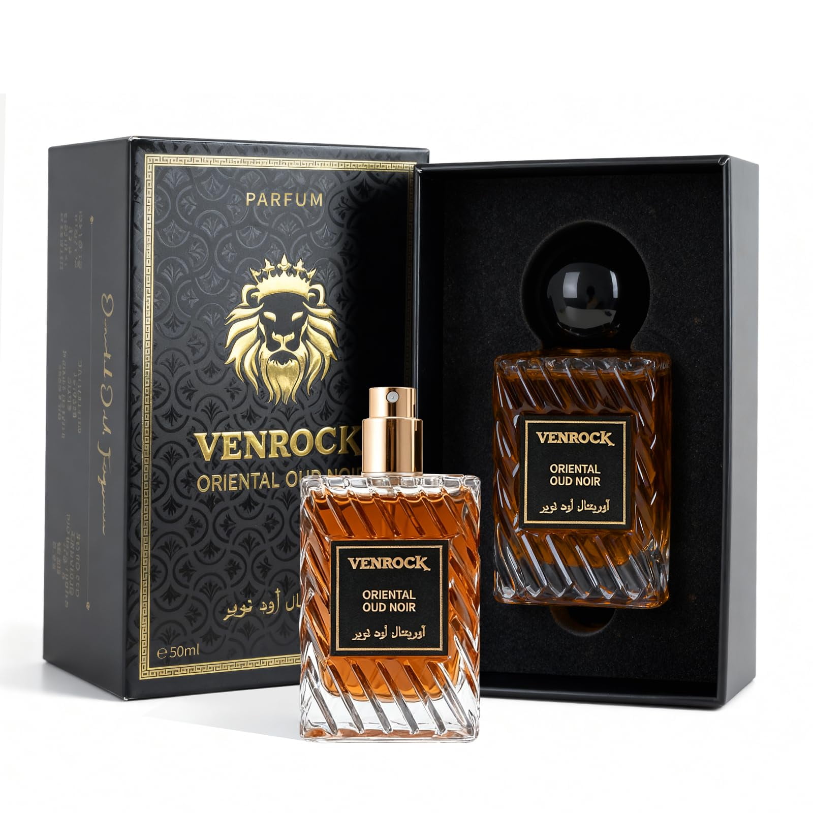 Venrock Oriental Oud Noir Edp Spray 50ml - Perfume Oriental Amaderado Para Hombre, Aroma Árabe De Larga Duración, Premium Para Ocasiones Especiales Y Uso Diario (ámbar, Almizcle, Azafrán, Oud)