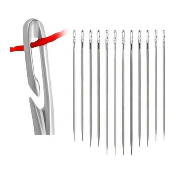 Agujas De Coser Orificios Laterales Enhebrado Ciego Lateral Plateado