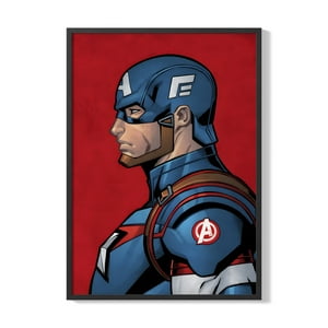Creango - Cuadro Poster Enmarcado Capitan America Marvel Decorativo