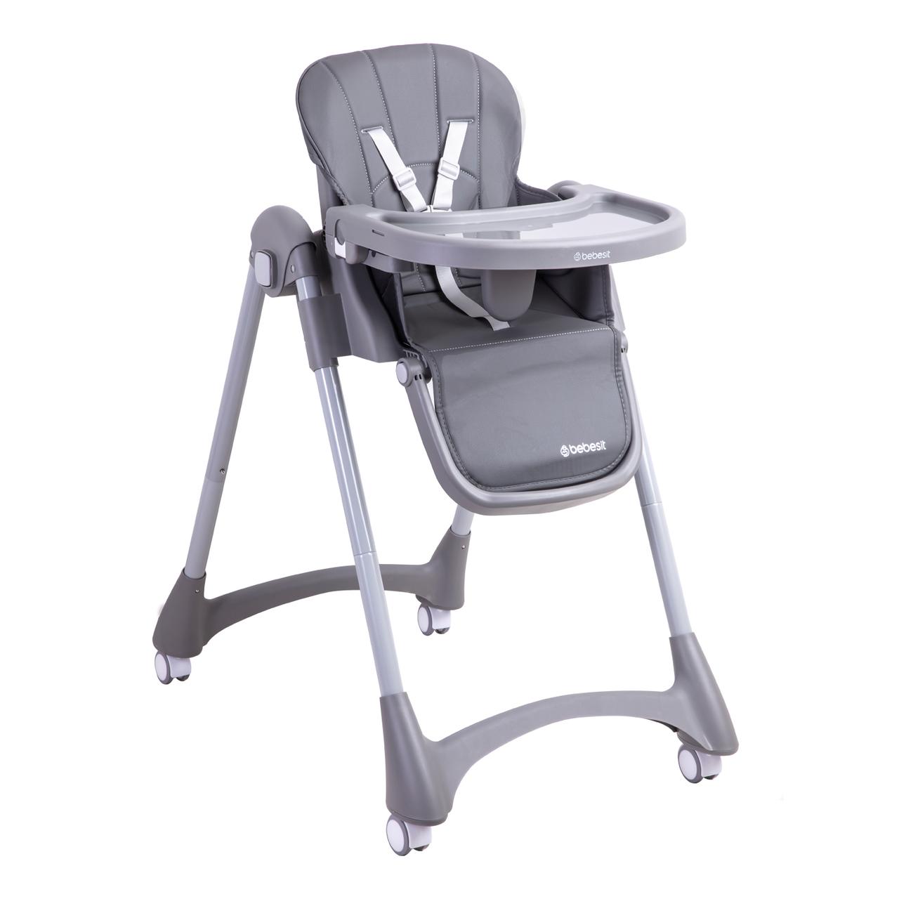 Bebesit - Silla De Comer Bebe Reclinable Plegable Easy Eat Gris