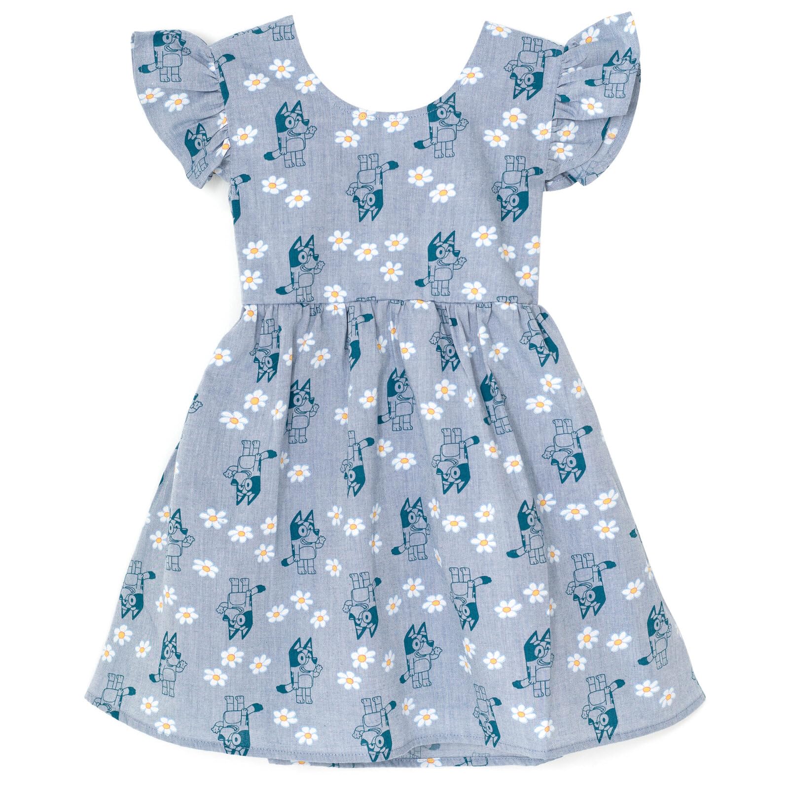 Vestido Bluey Floral Skater Chambray Para Niñas De 7 A 8 Años