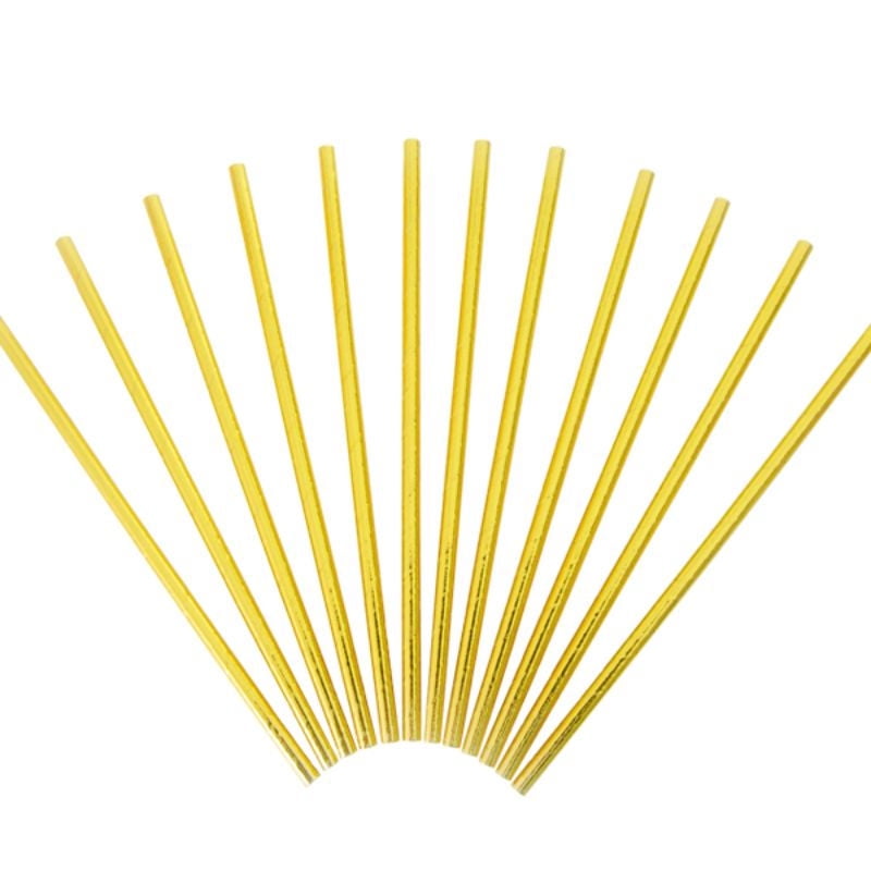 Bombilla Papel Metalizada Dorada 12 Unidades 1 Un Party Express