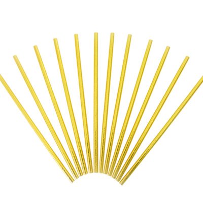 Bombilla Papel Metalizada Dorada 12 Unidades 1 Un Party Express