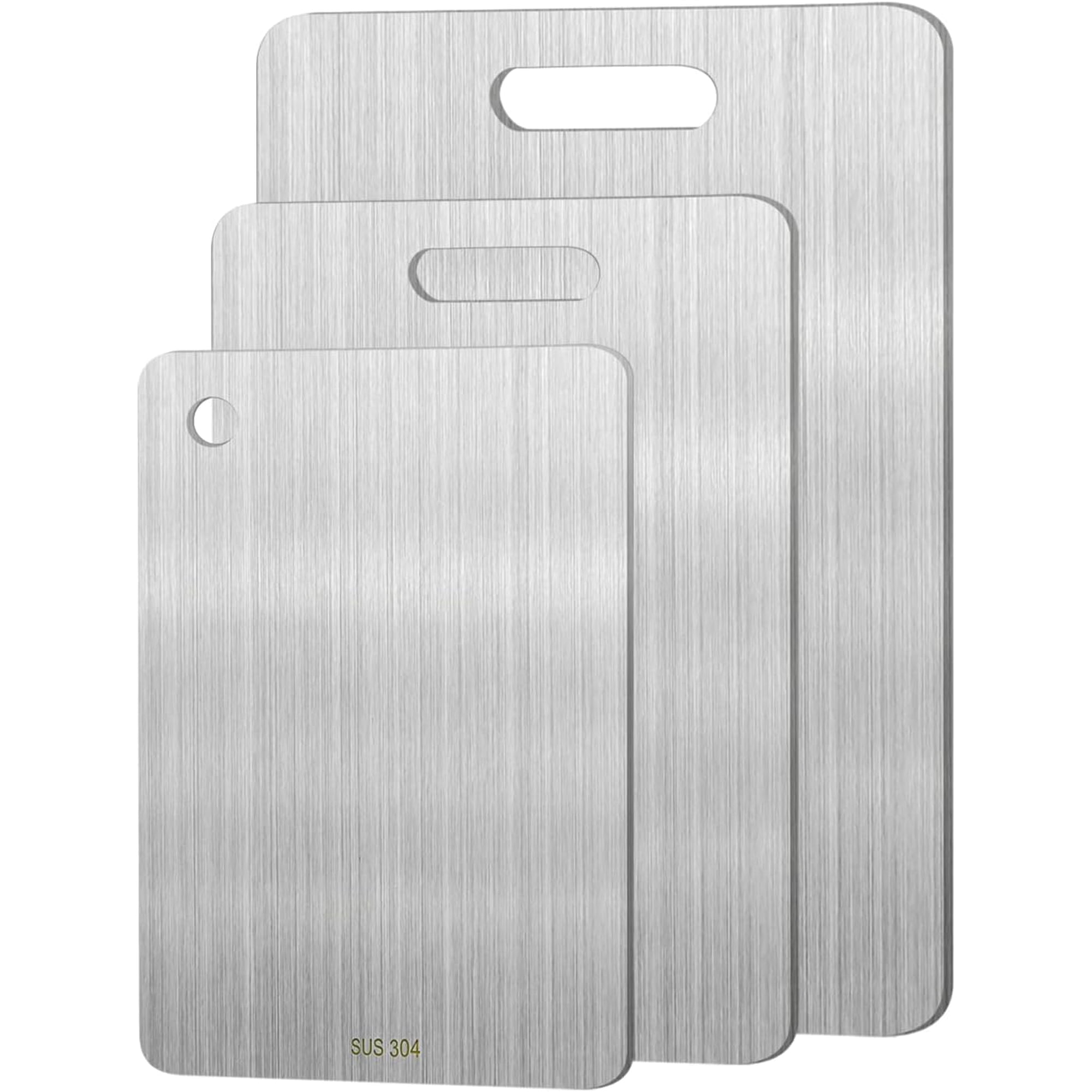 Juego De Tablas De Cortar Bsdlzch De Acero Inoxidable De 3 Piezas Para Cocina