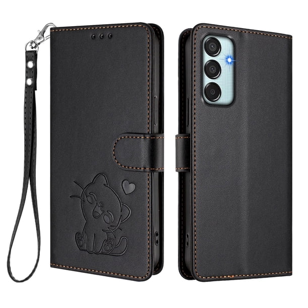 Carcasa Billetera de Cuero Sintético para Samsung Galaxy M15 5G, Negro