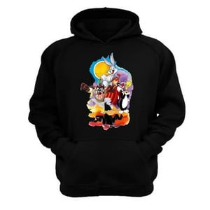 Genérico - Polerón Canguro Dibujos Animados Lt Negro Talla Xl Unisex