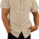 thumbnail image 2 of Camisa de manga corta con botones y doble bolsillo para hombre, color puro, transpirable, informal, para uso diario, trabajo y fiestas., 2 of 6