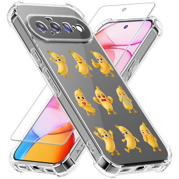 Funda GSDCB TPU Delgado a Prueba de Impactos Transparente con Diseño de Plátano para Google Pixel 11 (versión 2026)