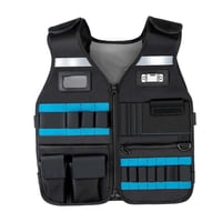 Magideal - Chaleco De Herramientas Con Múltiples Bolsillos Chaleco De Construcción Transpirable Hardware Organizador De Herramientas Chaleco De Construcción Refl Azul