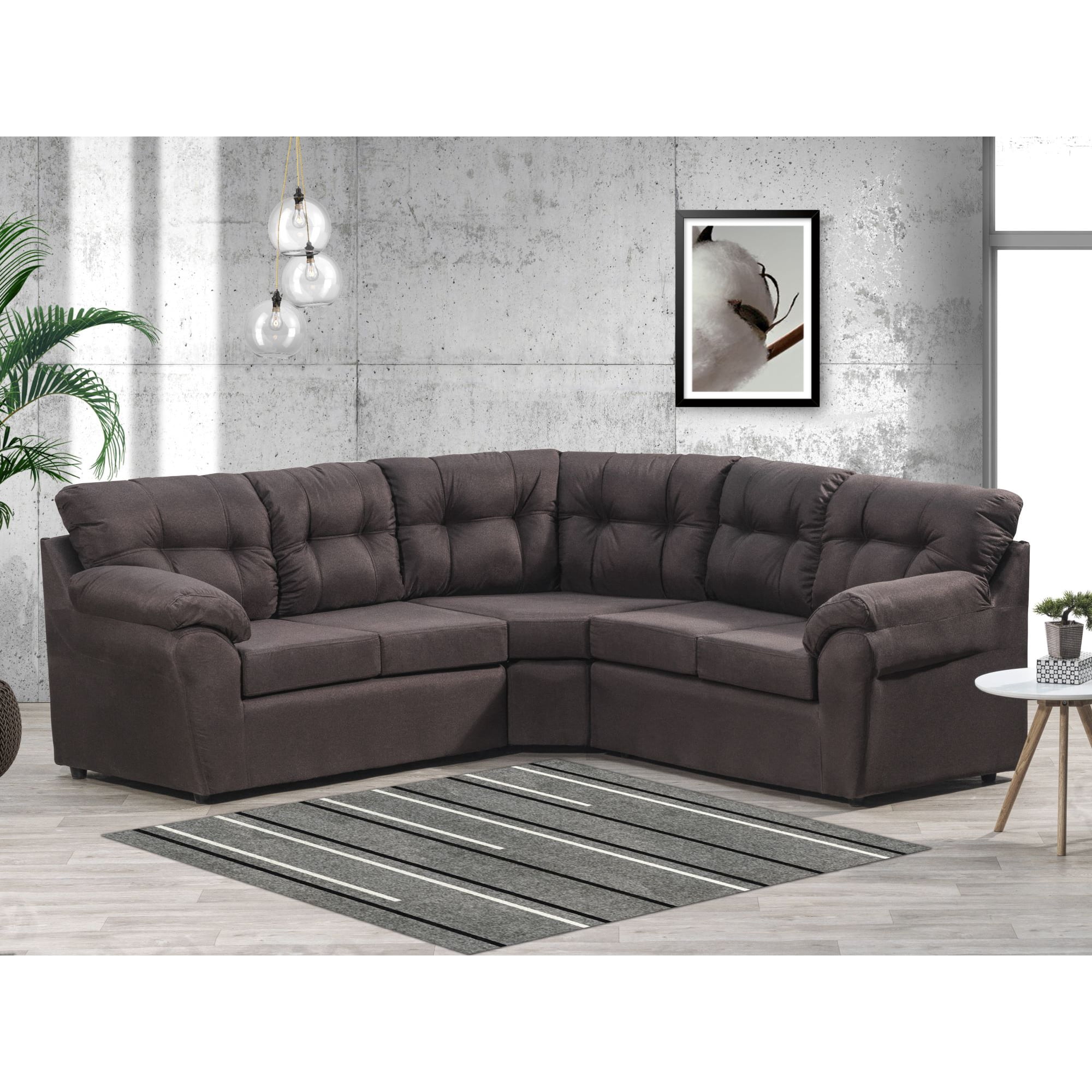 Deco Outlet - Seccional Polonia 2.1.2 Tela Gris Claro