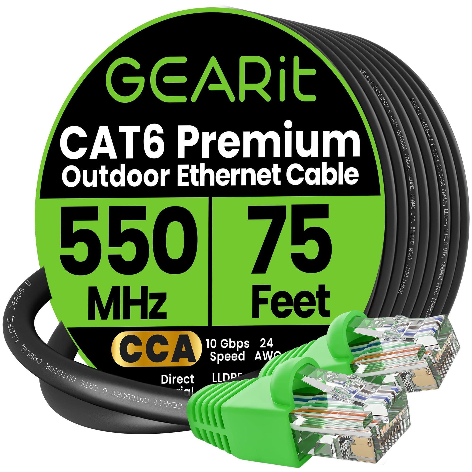 Cable Ethernet Gearit Cat6 De 75 Pies Para Entierro Directo En Exteriores, 10 Gbps
