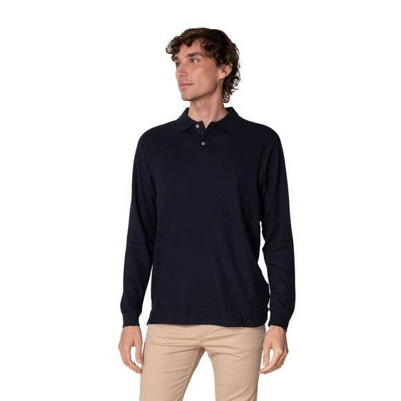 Polera Hombre piqué premium Textura Suave M/LARGA Uv+PRO