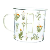 Magideal - Taza De Vidrio Con Estampado Transparente De Borosilicato Con Escala, Taza De Café De Gran Capacidad Con Asa Para Té, Yogur, , , , 360Ml