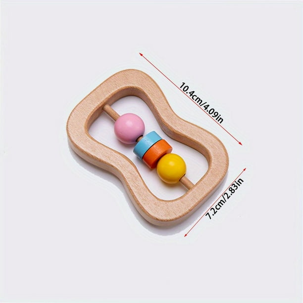1pc Wooden Baby Rattle Set - Montessori Teething Ring, Log And Rattle Grab Baby Toys, Training Hands-on Ability And Cognition Early Education Toy Gift