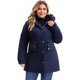 thumbnail image 1 of Parka de Talla Grande para Mujer Agnes Orinda Chaqueta Rompevientos con Capucha de Piel Sintética, Cordón, Forro Polar, Cremallera y Botones con Bolsillos 1X Azul Marino, 1 of 5