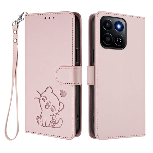 Carcasa Billetera de Cuero Sintético para Honor 400 Smart, Rosa