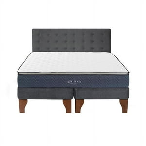 5° Sueño - Cama Europea Galaxy 2 Plazas + Respaldo Capitoné Madera Gris