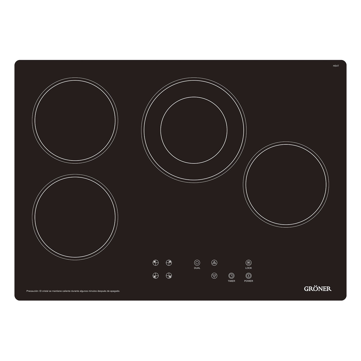 Groner - Encimera Vitrocerámica Touch Dual 4q