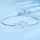 thumbnail image 3 of Pulsera plata 925 mujer regalo ajustable corazon pareja joya, 3 of 3
