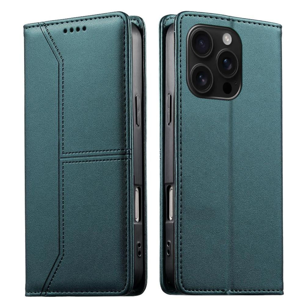 Foxdock - Funda Tipo Cartera Con Bloqueo Rfid Para Iphone 16 Pro Cubierta Magnética De Cuero Con Tapa Y Soporte Verde