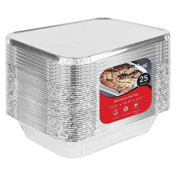 Sartenes de aluminio desechables Stock Your Home, 9 x 13 cm con tapas, 50 unidades