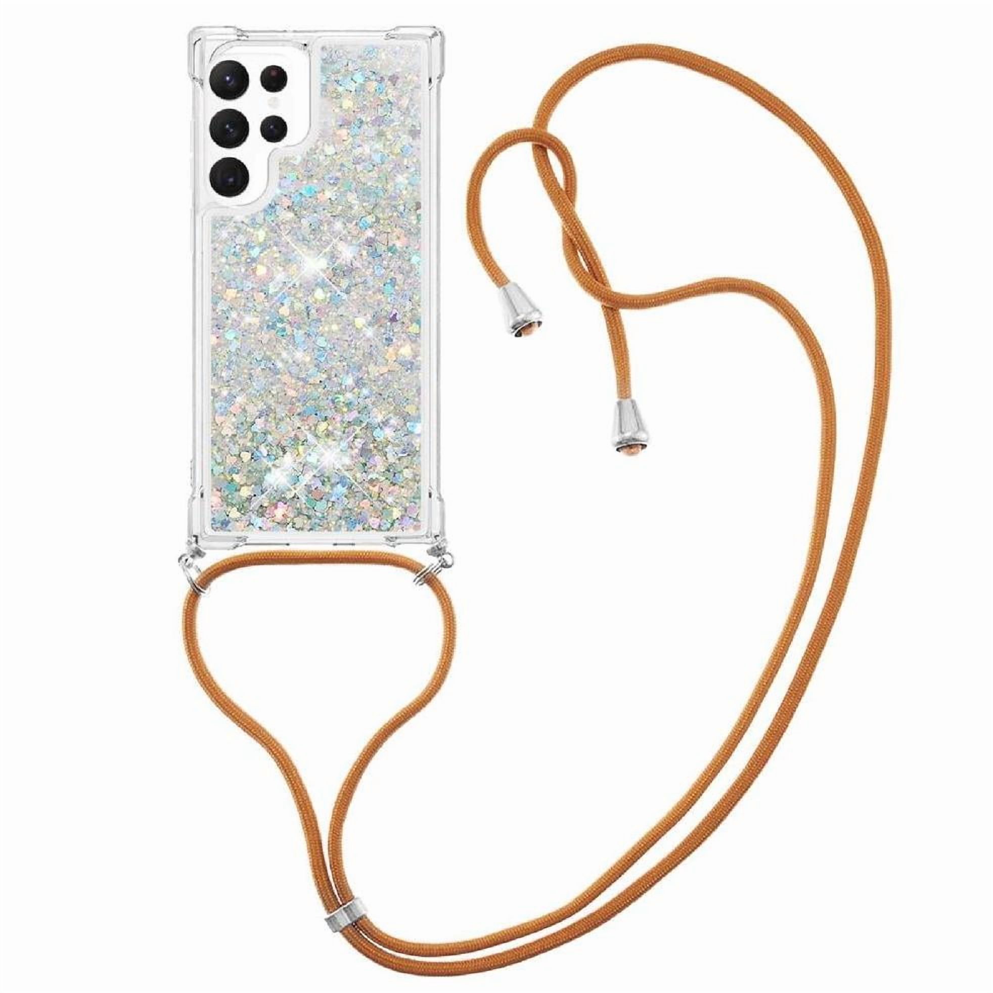 Funda Foxdock Para Samsung Galaxy S22 Ultra Con Cuerda Ajustable, Brillo Líquido, Protección Antigolpes Y Lente – Ideal Para Regalo