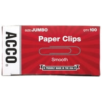 Acco Brands - Clips Acco Jumbo Smooth 100 Clips Por Caja, 1 Caja