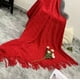 thumbnail image 2 of Manta decorativa tejida para sillón, piecera o cama color rojo, 2 of 2