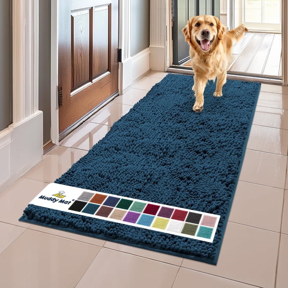 Felpudo para perros Muddy Mat, superabsorbente, microfibra, azul, 150 x 60 cm