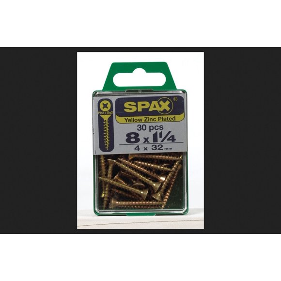 Tornillo SPAX Nº 8 x 3,2 cm, acero zincado amarillo, paquete de 30