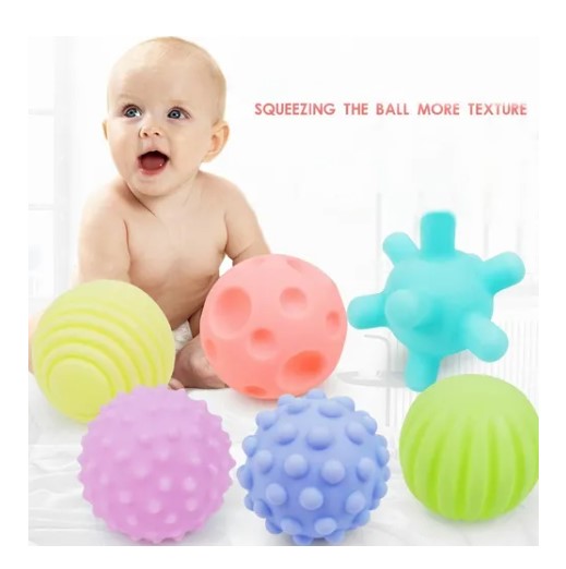 Soft Balls - Set 6 Pelotas Con Sonido Al Tacto En Tonos Pastel Para Bebés