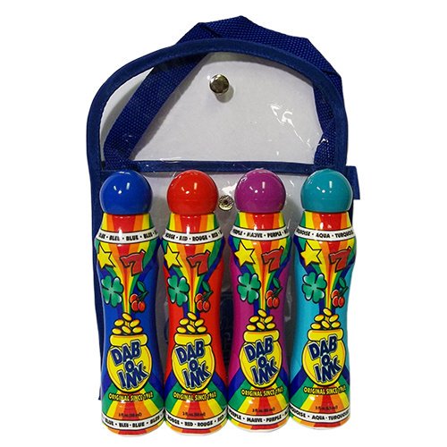 Paquete de regalo Bingo Daubers Dab-O-Ink de 90 ml con bolsa de vinilo, 4 colores