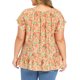 thumbnail image 3 of GRACE & GRANDEUR Blusas de Vacaciones de Verano con Estampado Floral para Mujer de Talla Grande, Cuello con Lazo y Mangas con Volantes 3X Naranja, 3 of 6