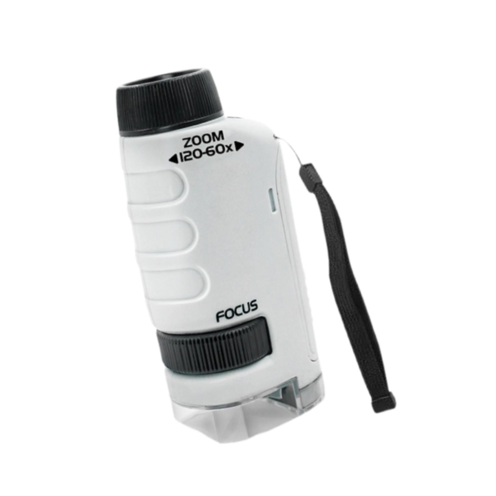Magideal - Microscopio De Bolsillo, Microscopio Científico Para Niños, Juguete Educativo De 60 A 120 Aumentos, Microscopio Portátil De Mano Para Niños De 8 Años Blanco