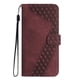 thumbnail image 2 of Funda tipo cartera para Oukitel C62 Pro con tarjetero, bolsillo para billetes, soporte, cierre magnético y correa para la muñeca, funda tipo folio con textura geométrica marrón, 2 of 5