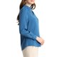 thumbnail image 4 of INSPIRE CHIC Blusa de Mujer con Cuello Alto, Pliegues y Botón de Ojal M Azul Pavo Real, 4 of 7