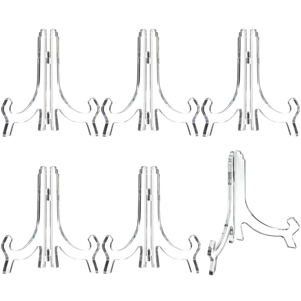 Soporte de exhibición HESTYA, caballete acrílico de 7 pulgadas, 6 unidades, transparente