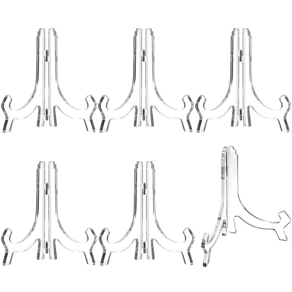 Soporte de exhibición HESTYA, caballete acrílico de 7 pulgadas, 6 unidades, transparente