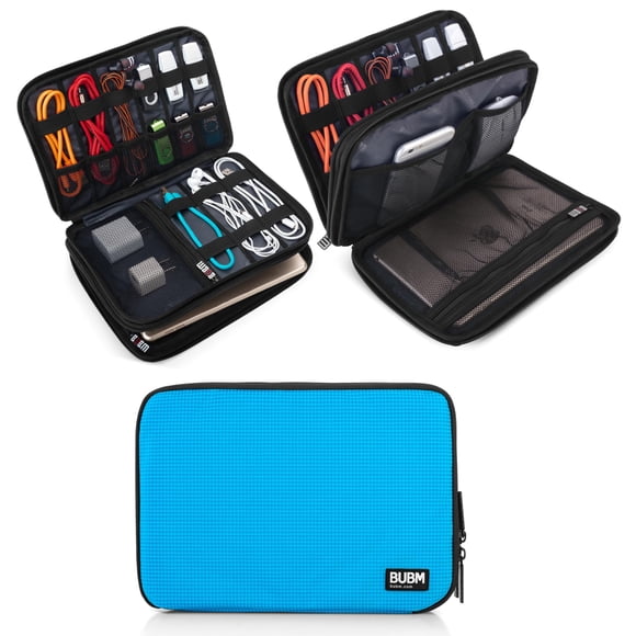 Organizador de accesorios electrónicos BUBM de doble capa azul