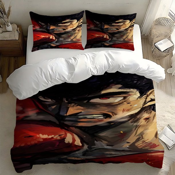 3pcs Boxer Hand Shadow Black Hair Red Eye Combat Close-Up Theme Digital Print Three-Piece Set