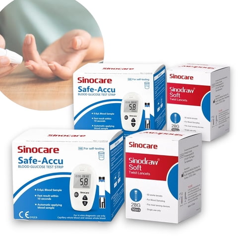 Genérico - 100 Tiras Reactivas Y 100 Lancetas Medidor Glucosa Sinocare