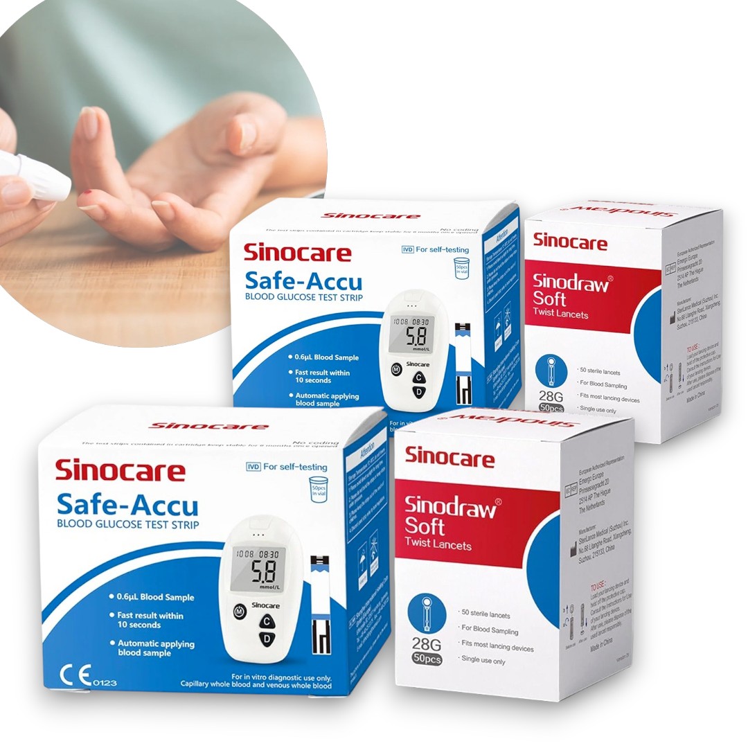 Genérico - 100 Tiras Reactivas Y 100 Lancetas Medidor Glucosa Sinocare