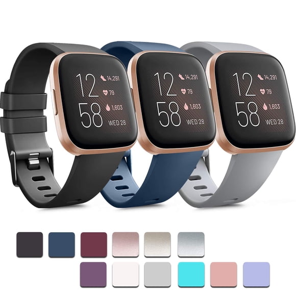 Banda para reloj Meliya Versa 2/Lite - Pack de 3 (Negro, Azul y Gris)