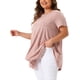 thumbnail image 4 of Agnes Orinda Mujeres Tallas Grandes Escuela Universidad Túnica Tops Verano Cuello Redondo Flowy Swing Suelto Manga Corta Camiseta de Punto Blusa Casual 2X Rosa, 4 of 5