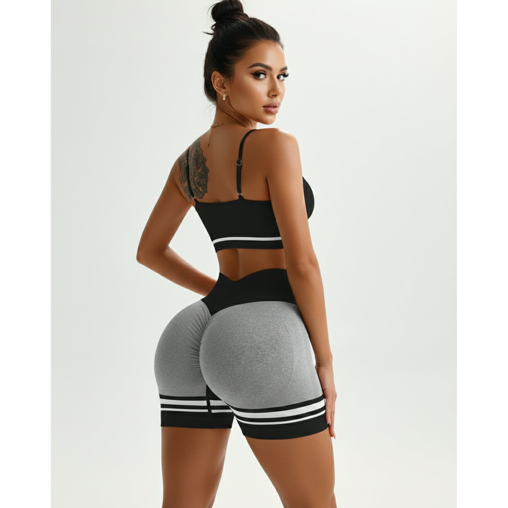 Flix Spa - Conjunto Fitness Mujer Short Push Up Corte V Y Peto Top