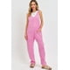 thumbnail image 2 of Mono De Verano De Una Pieza Sin Mangas Y Con Tirantes Ajustables De Algodón Lavado Mineral Sólido Rosa (para Mujer), 2 of 2