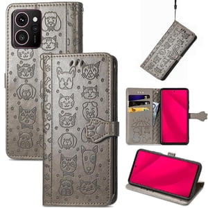 Funda Cartera Foxdock Para Hmd Skyline , Flip Pu Con Relieve De Gatos Y Perros, Tarjetero Y Soporte