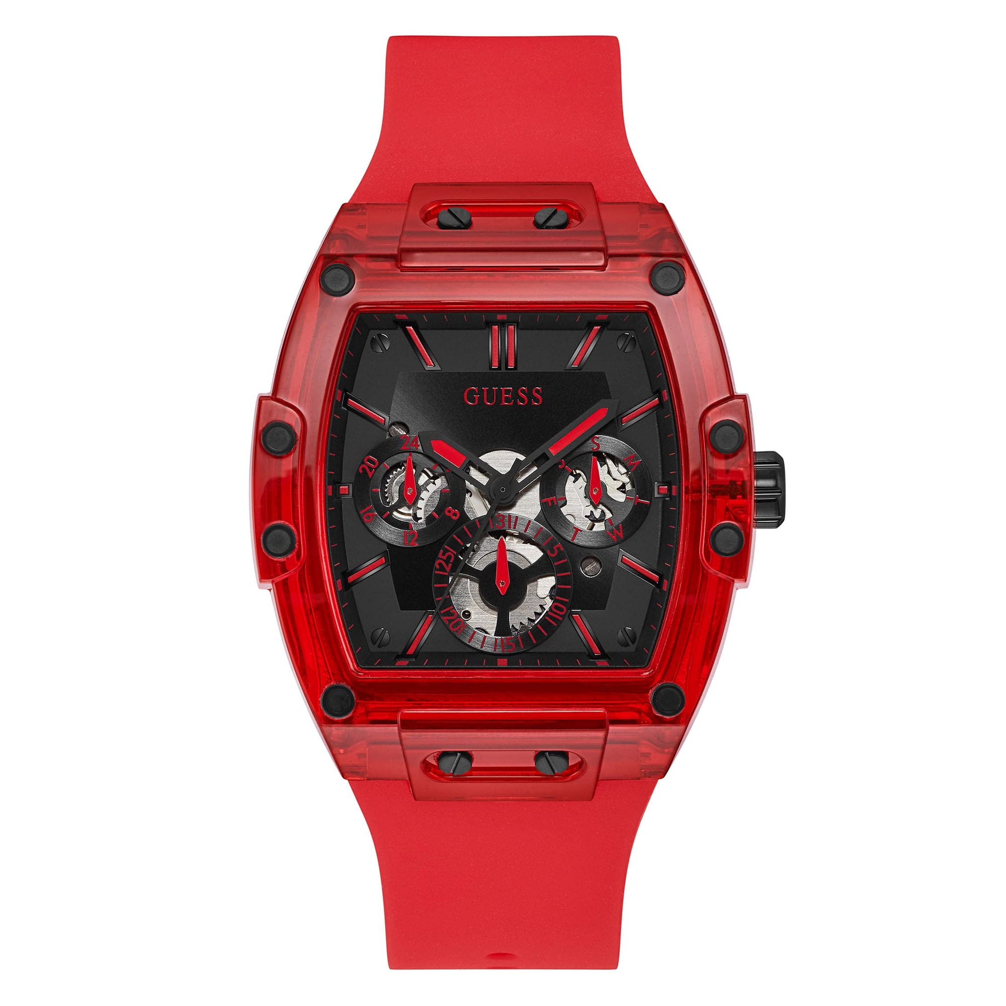 Reloj Guess Gw0203g5 De Policarbonato De Cuarzo Para Hombre, Rojo